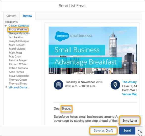 Review list email