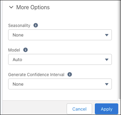 Time series setup panel showing more options.