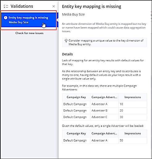 example of a validation error displayed