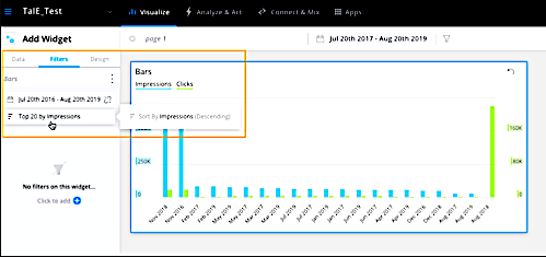 filters example in add widget panel