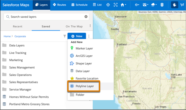Create a polyline layer on the map