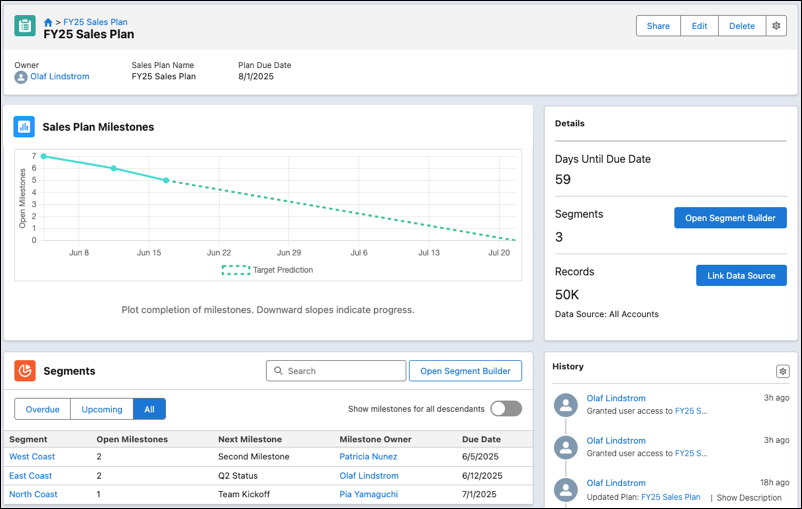 Sales Planning Milestones