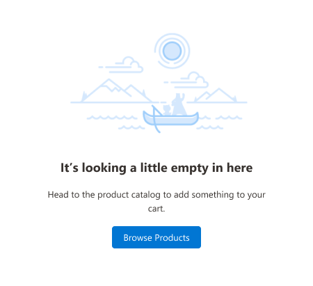Empty state component with a gone fishing illustration