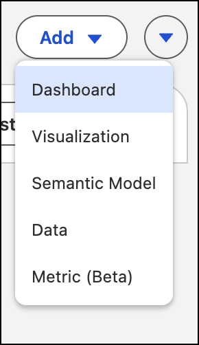 The dashboard option in the Add menu.