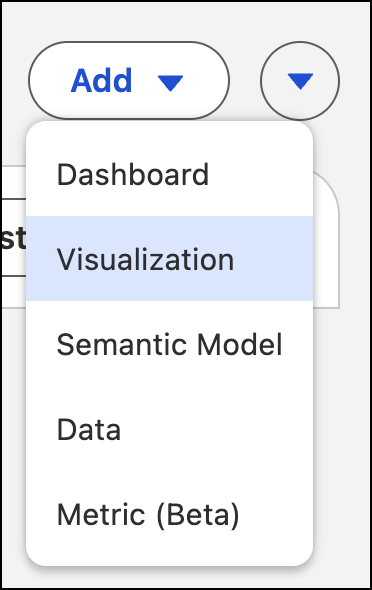 The visualization option in the Add menu.