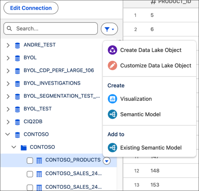Selecting Create Data Lake Object.