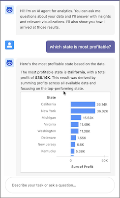 An AnalyticsAgent component to embed in your external app.