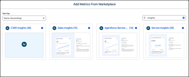 The metric templates in the Tableau Next Marketplace.