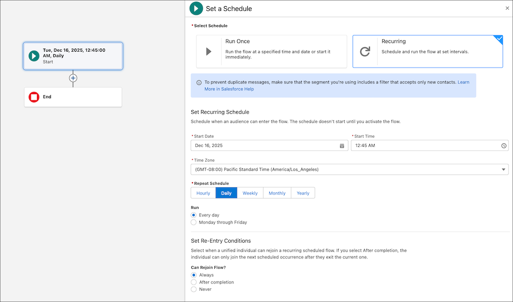 Segment-triggered flow schedule options