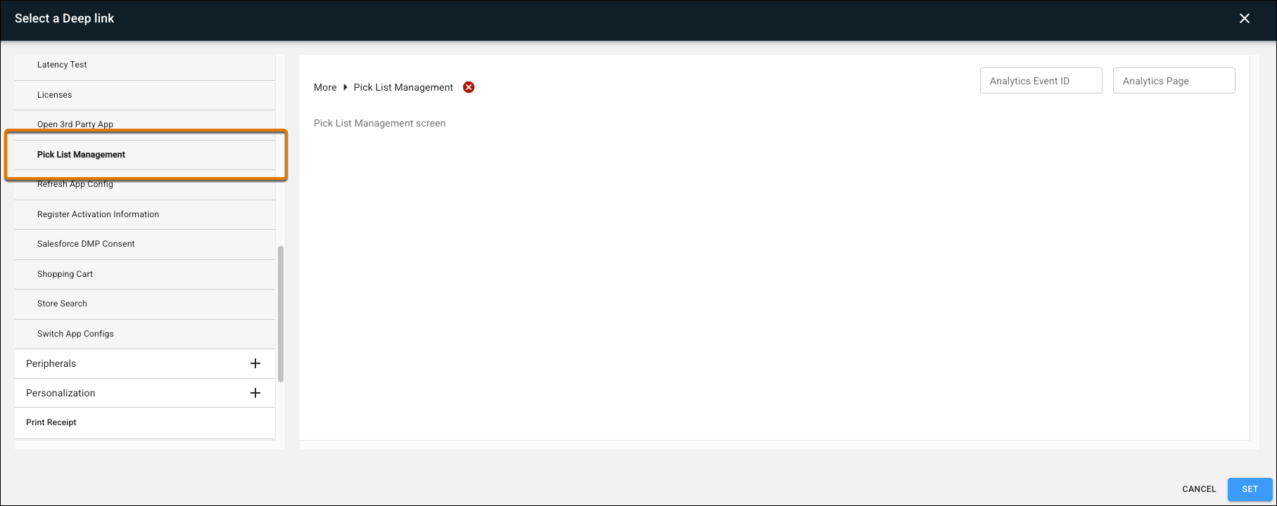 Deep Link Picker Menu in CMS