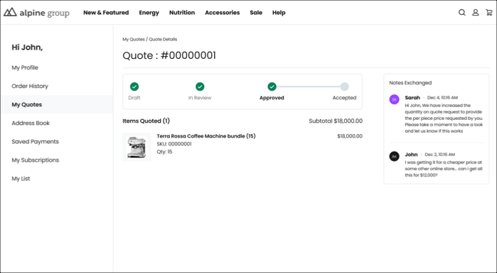 Request quote page.