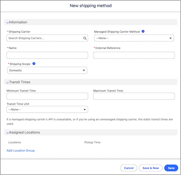 Order Management shipping carrier setup.