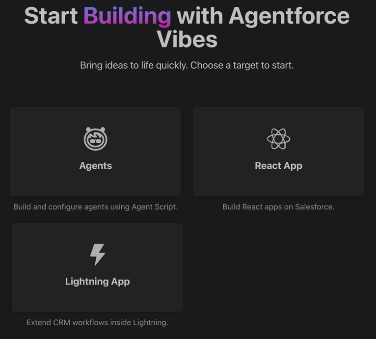 Agentforce Vibes welcome page