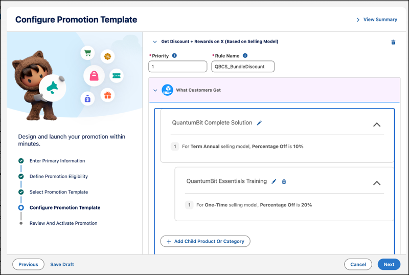The Configure Promotion Template page