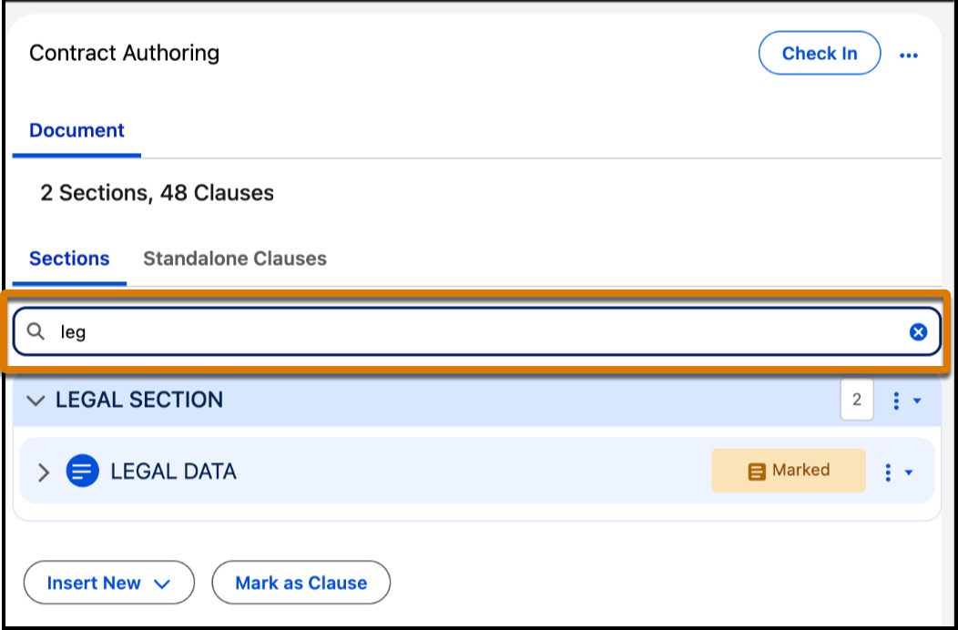 Search within Sections and Standalone Clauses