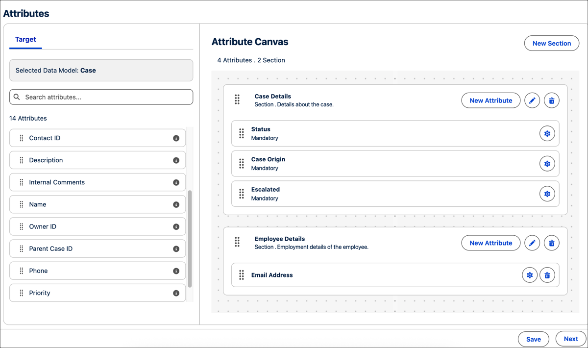 Attributes page