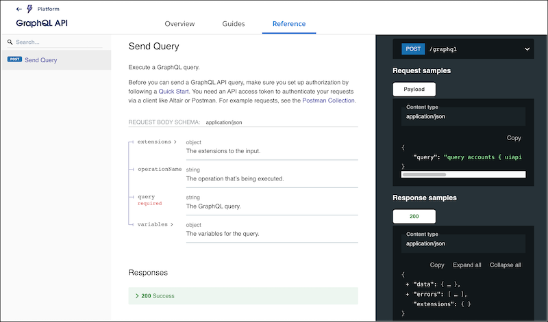 GraphQL reference documentation