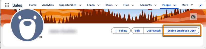 User page showing Enable Employee User button