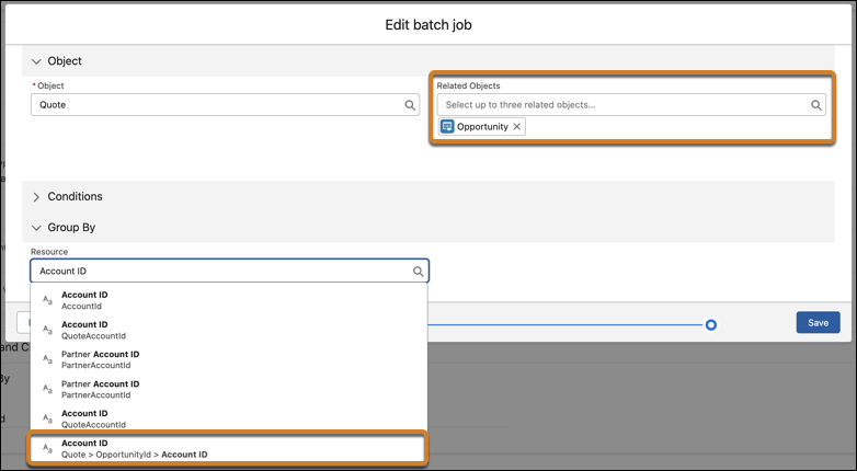 Grouping fields in batch jobs.