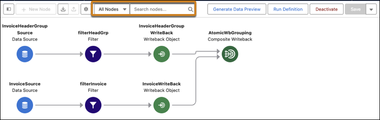 Advanced search in Data Processing Engine builder.