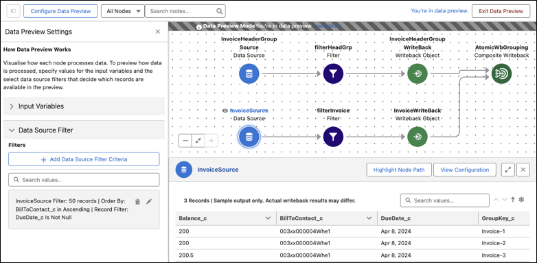 Data preview in Data Processing Engine definition.