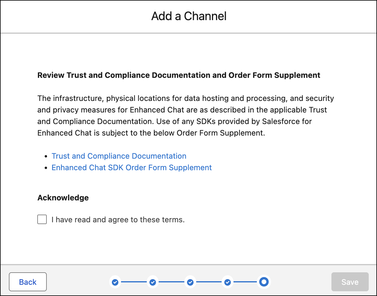 New terms and conditions modal for Enhanced Chat.