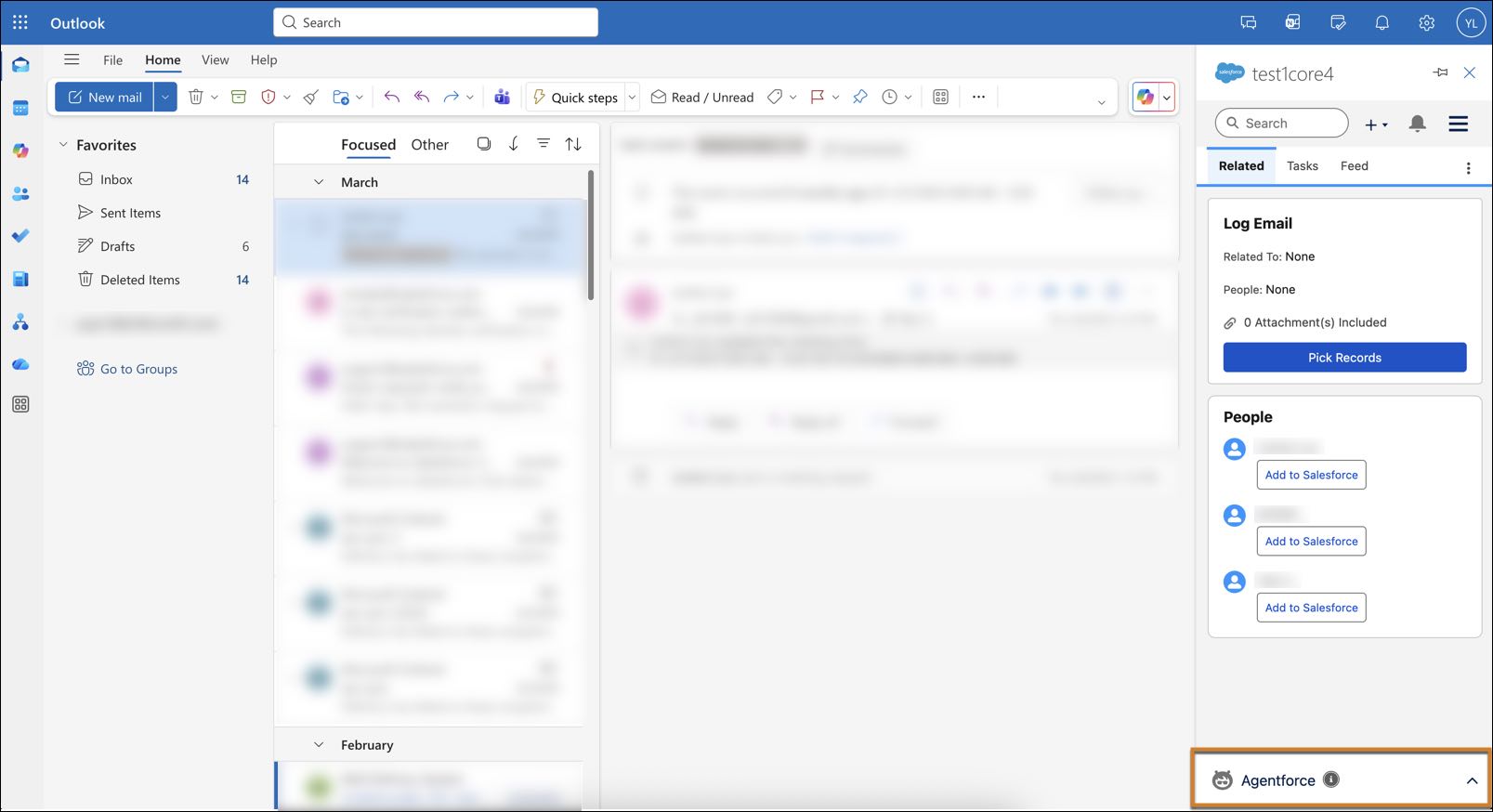 Outlook integration side panel