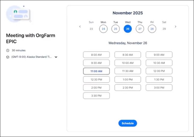 New meeting scheduling interface.