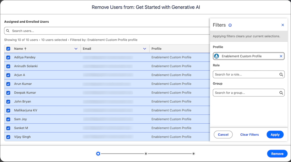 User removal window