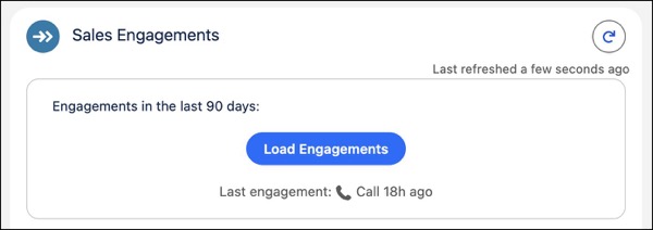 Updated Sales Engagements interface with new button.