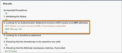 SAML Assertion Validator results with weak ACR value and strong AMR value