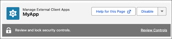 Security control banner in external client app settings