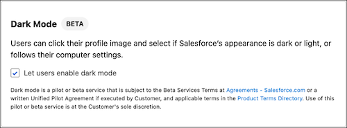 Dark Mode (Beta) Enablement Screen
