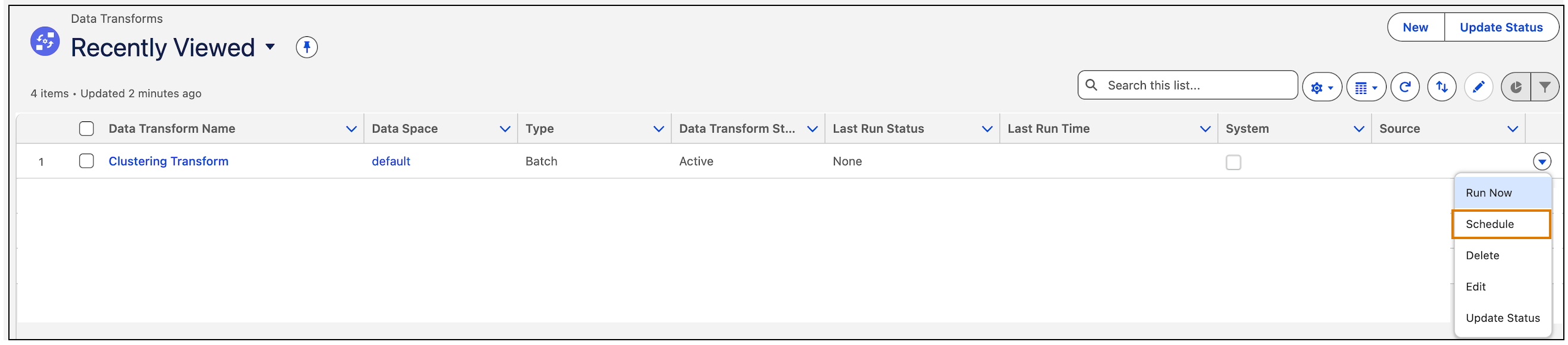 Schedule your data transform.