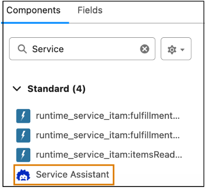 Select the Service Assistant component.