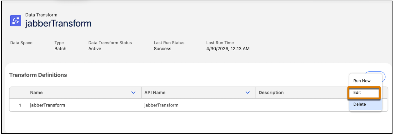 Edit the custom transform.