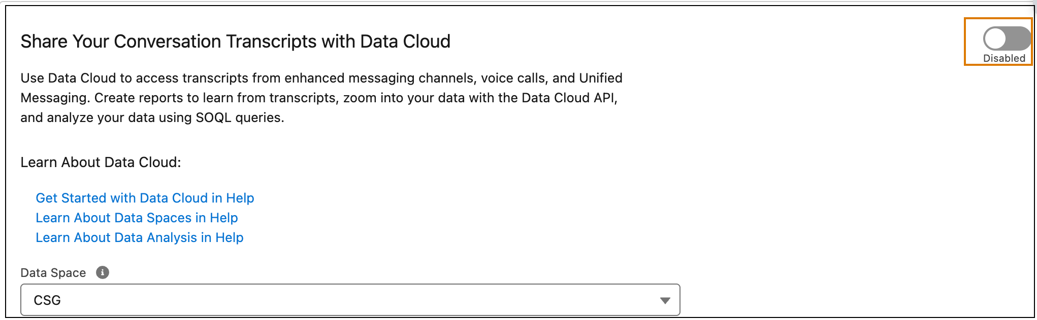 Turn on sharing conversation transcripts.