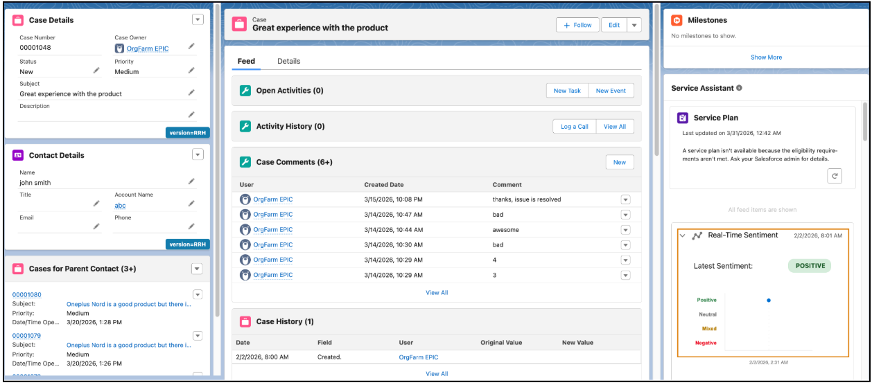 See real-time insights in the Service Assistant widget.