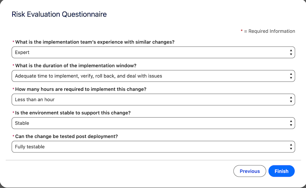 risk questionnaire