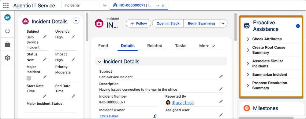 Proactive Assistance for an Incident