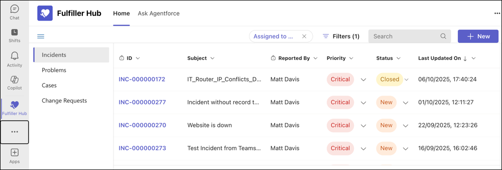 Fulfiller Hub on MS Teams