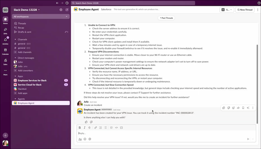 create incident in slack