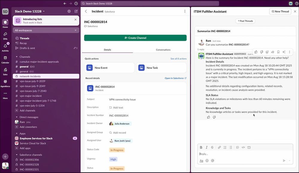 triaje con Agentforce en Slack