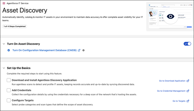 Salesforce Go -määrityssivu Discoverya varten