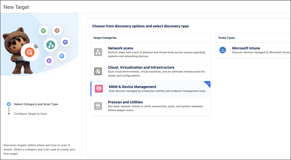 Intune option while creating a target
