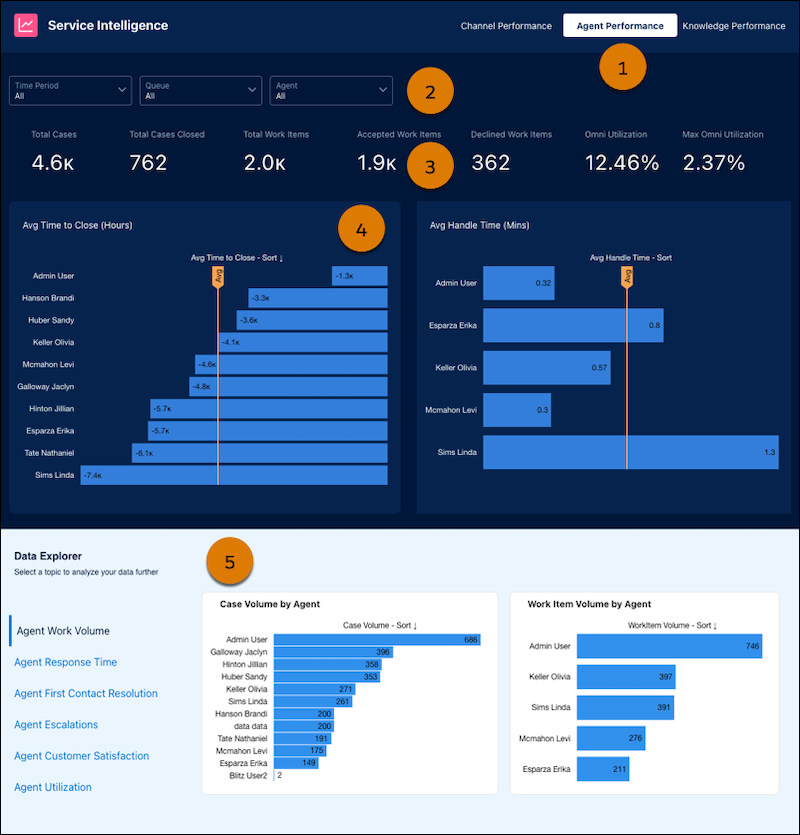 Zeigt die verschiedenen Teile des Dashboards an, einschließlich der Filter, Registerkarten, Diagramme und Tabellen.
