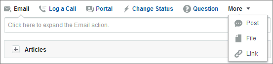Case Feed actions list