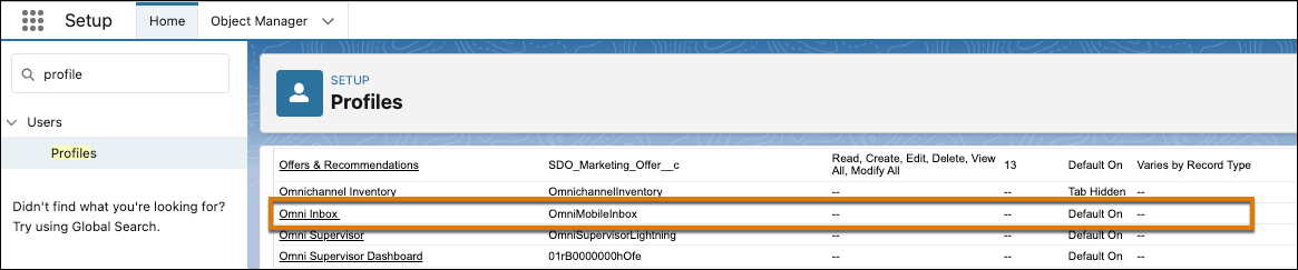 The option appears in the row for Omni Inbox.