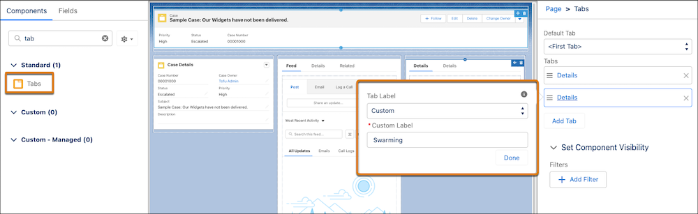 Swarming custom tab highlighted