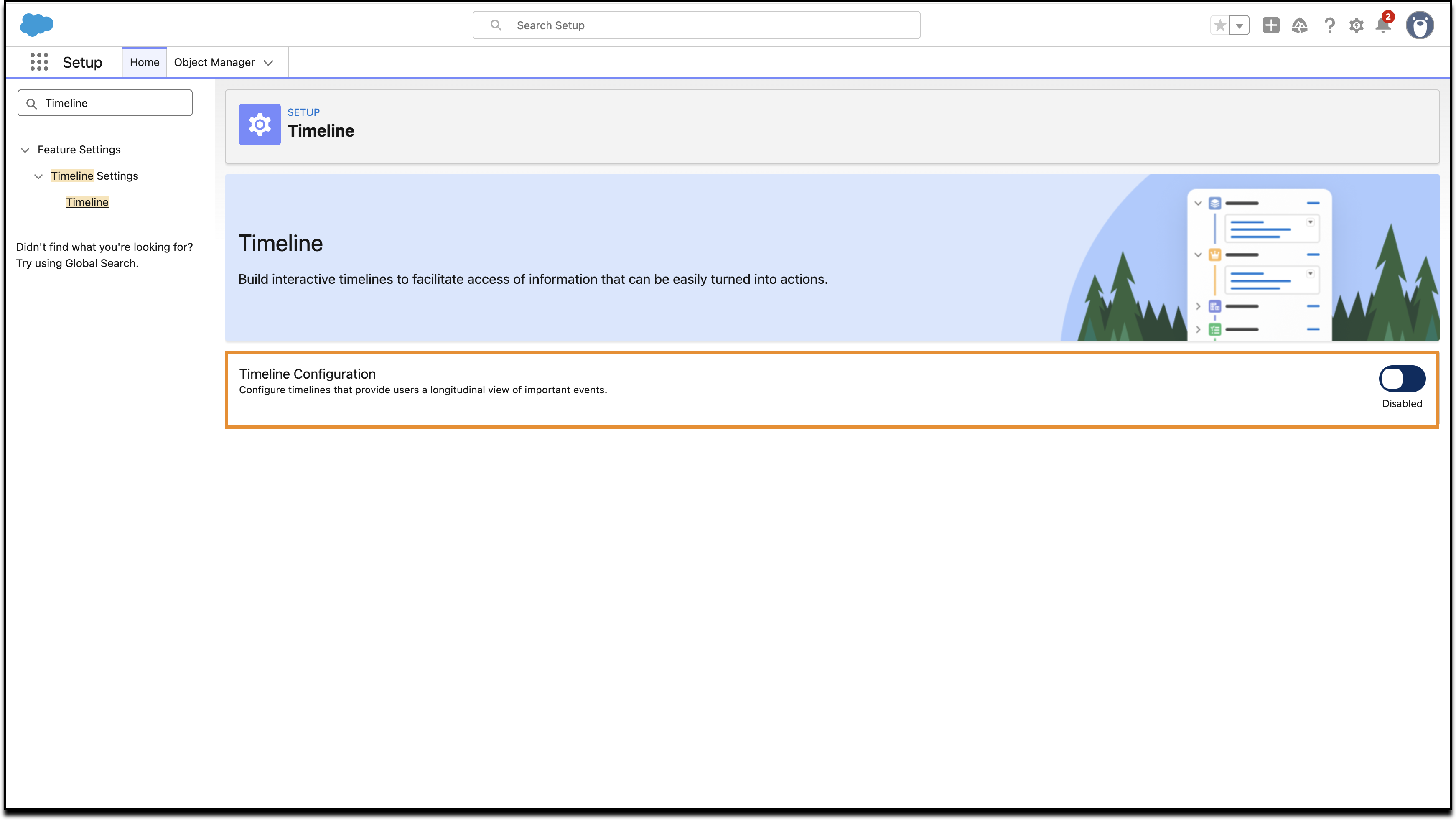 Enabling the Timeline configuration.